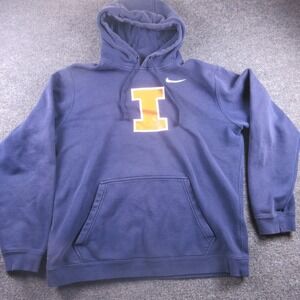 Illinois Fighting Illini Hoodie Mens Large Blue NCAA Basketball Nike Fleece
